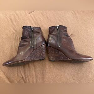 Frye vintage Dark Brown Leather Wedge Boots